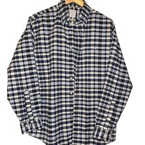 Brooks Brothers Mens Plaid Button Down Shirt Long Sleeve Blue White Size M